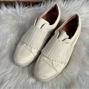 Frye Cream White and Tan Slip on Fashion Sneakers